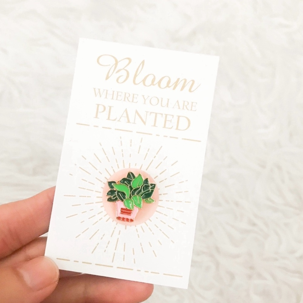 ⭐️5/$25⭐️ NEW Inspirational Enamel Pin Plant Pink